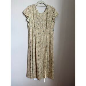 Vintage Laura Ashley Floral Midi Dress Est Size M/L | Cottagecore Prarie Pastel